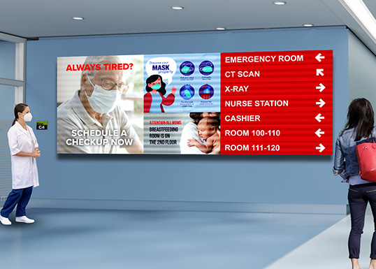 LED Wall for hospital wayfinding and information board